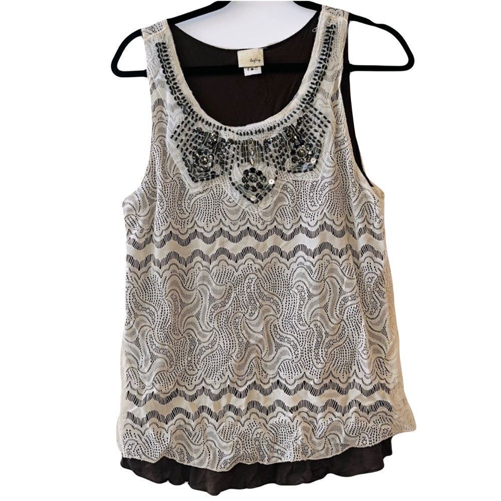 Daytrip Lace Overlay Embellished Tank - Size M